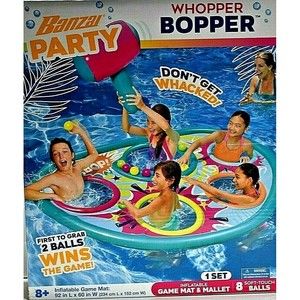 Banzai Party Whopper Bopper Floating Pool Game with Inflatable Mallet & 8 Balls